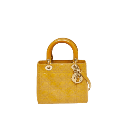 Christian Dior Lady Dior Mustard Cannage Patent