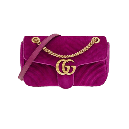 Gucci Purple Velvet Medium GG Marmont Shoulder Bag
