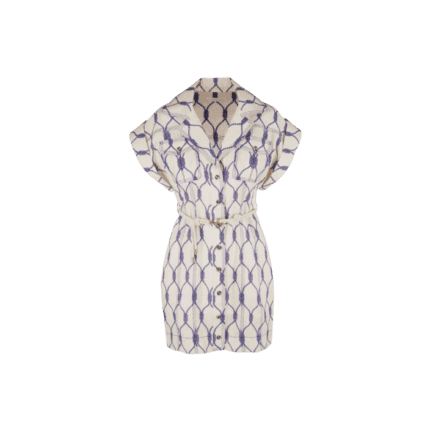 Zimmermann Moonshine Cuffed Mini Dress Blue Rope