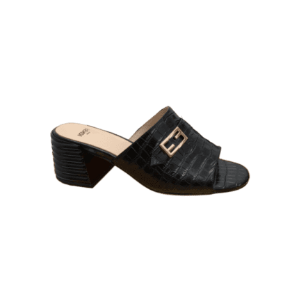 Fendi Crocodile Embossed Leather Mules