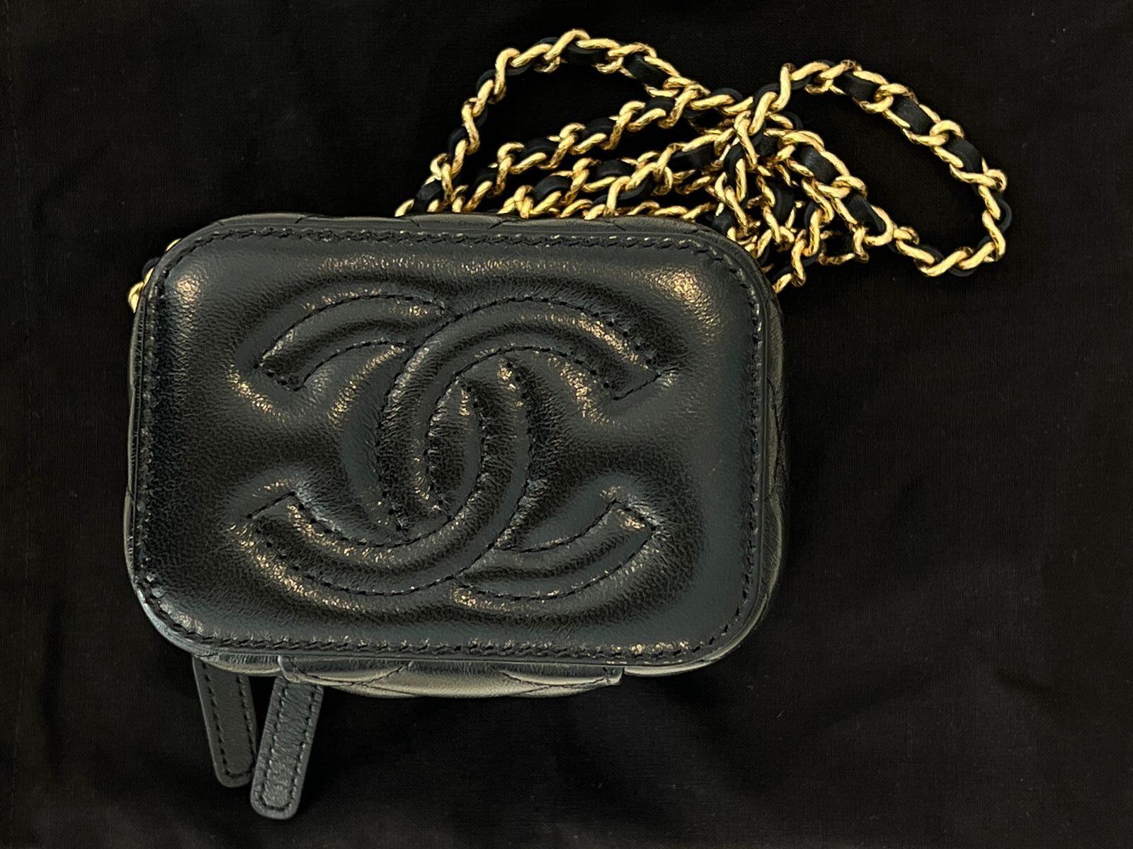 Chanel Black Quilted Lambskin Cube Vanity Bag with Gold Hardware – Pre  Porter