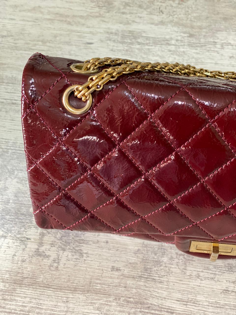 Chanel Quilted Burgundy Patent Leather Reissue Shoulder Bag – Pre