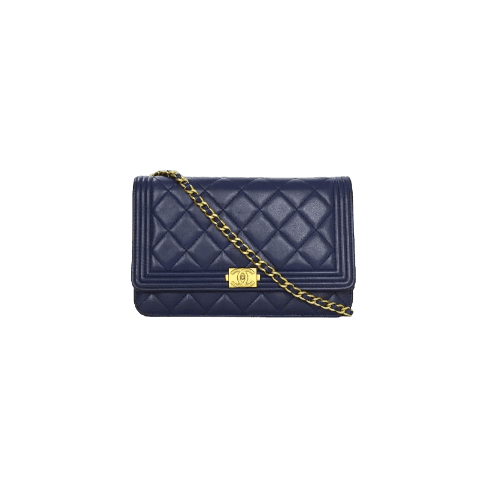 Chanel Navy Lambskin Boy Wallet on Chain – Pre Porter
