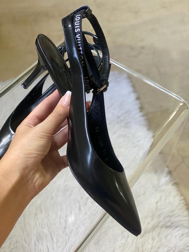 Louis Vuitton Mule Sandals Shoes Heels Pointed Toe Leather – Pre Porter